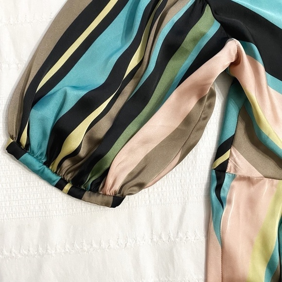 ZARA COLORFUL SATIN CHEVRON STRIPED MAXI DRESS - M - Picture 7 of 9